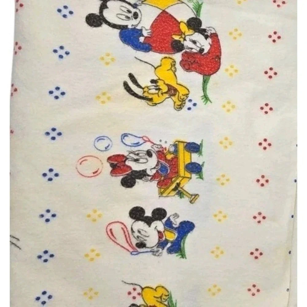 Vtg Dundee 1984 Disney Mickey Minnie Baby Cotton Receiving Blanket 38